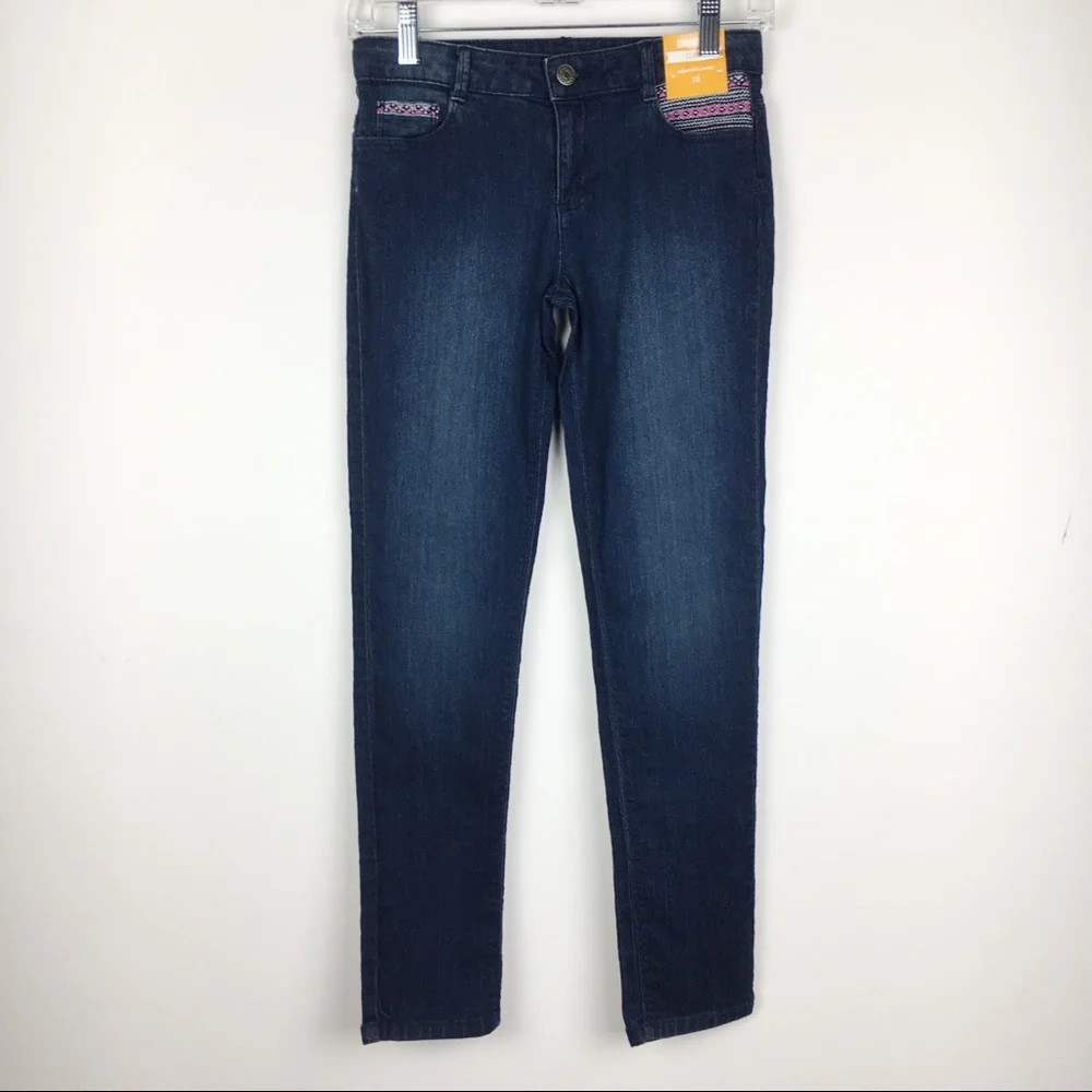 NWT Gymboree Girls Kids Size‎ 12 Embroidered Dark Wash Skinny Jeans